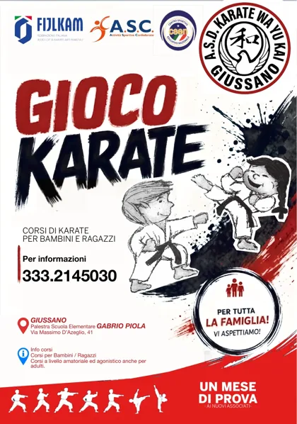 Volantino 2026 dei corsi Gioco Karate per bambini e ragazzi